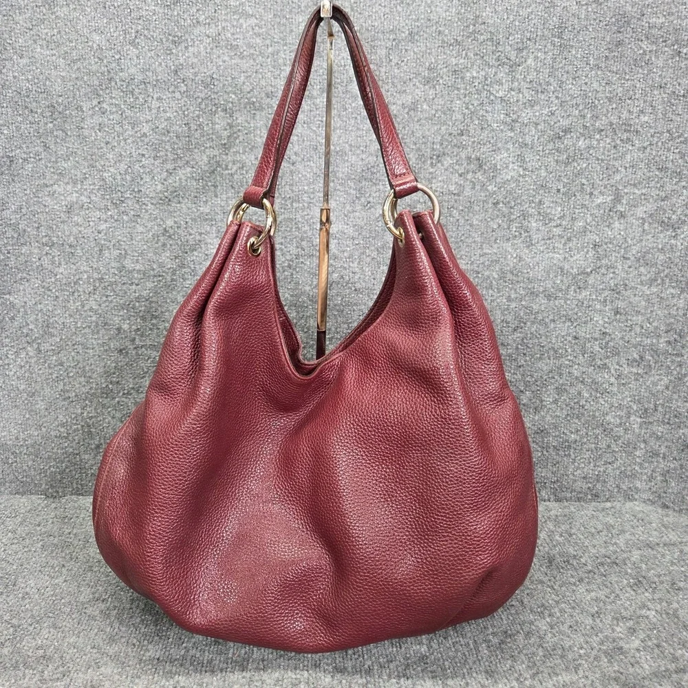 MICHAEL KORS Leather Maroon Charm Tassel‎ Large Hobo Sac Purse Bag